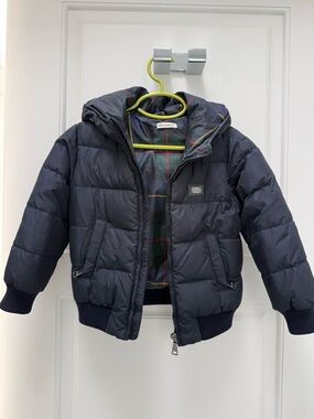 Dolce & Gabbana Boys' Navy Puffer Jacket with Hood 3T
